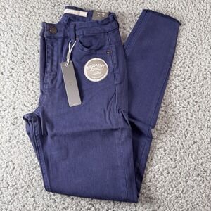 TRACTR MONA Dark Blue High Rise Stretch Cut Off Crop Jeans Sz 00/24 NWT‎